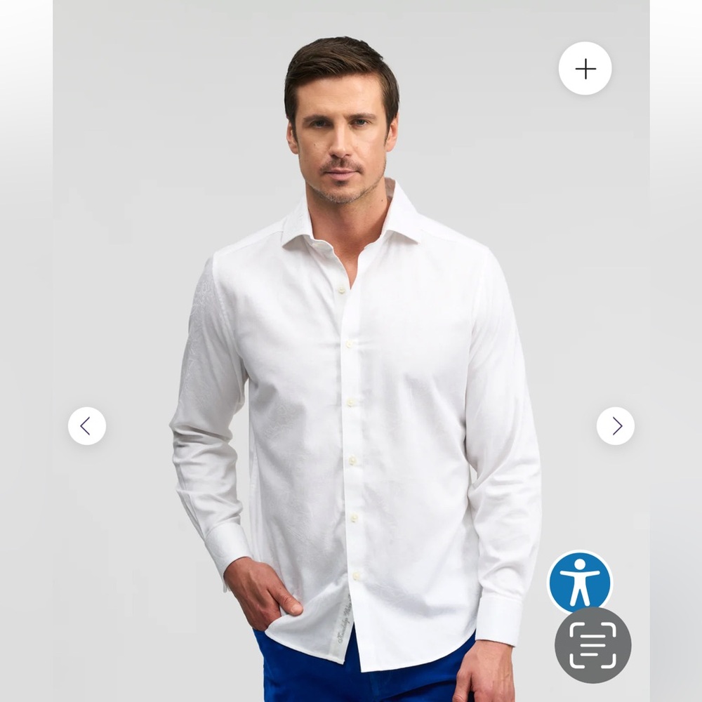 🤍Robert Graham • men’s white jacquard waycross long sleeve button down • M • NWT - Picture 2 of 11